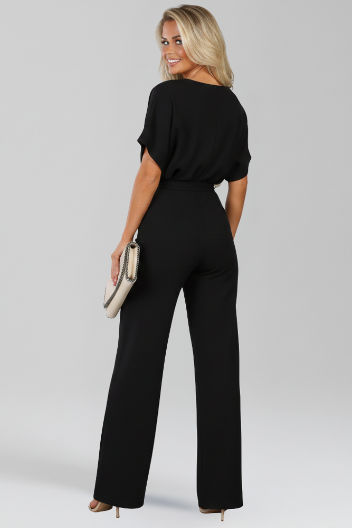 Natalie | Elegant Belted Wide Leg Jumpsuit