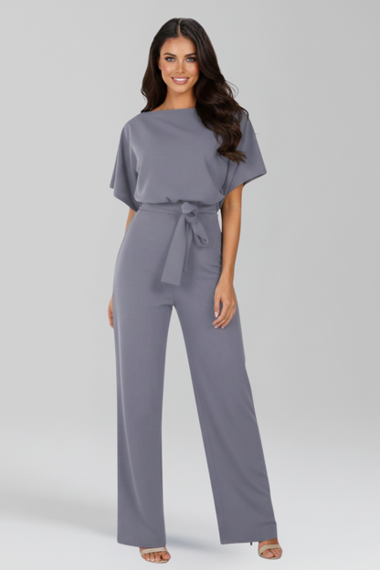 Natalie | Elegant Belted Wide Leg Jumpsuit