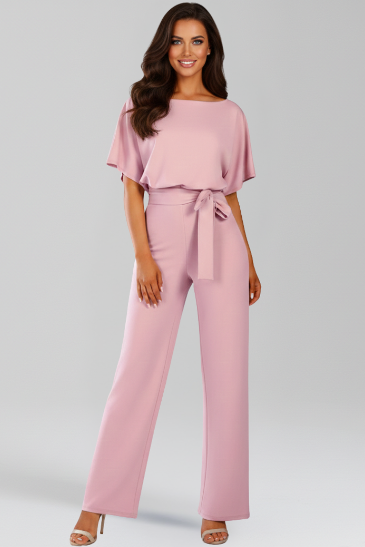 Natalie | Elegant Belted Wide Leg Jumpsuit