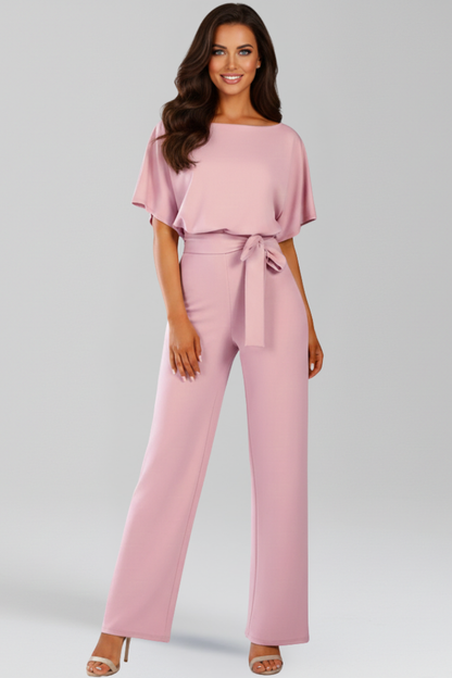 Natalie | Elegant Belted Wide Leg Jumpsuit