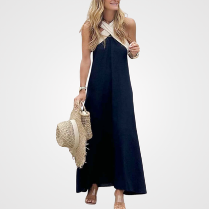 Chloe | Cross-Neck Halter Maxi Dress