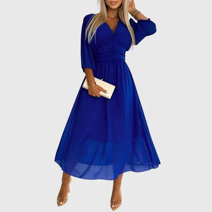 Nora | Elegant Ruched Chiffon Midi Dress
