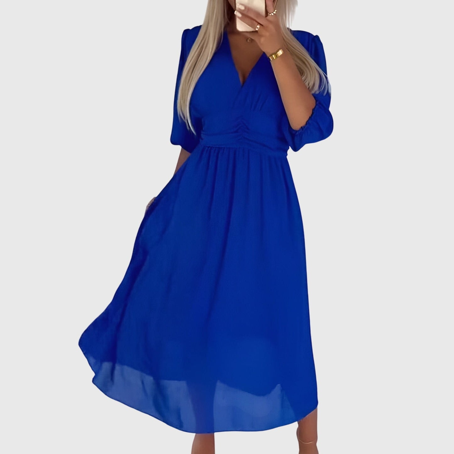 Nora | Elegant Ruched Chiffon Midi Dress