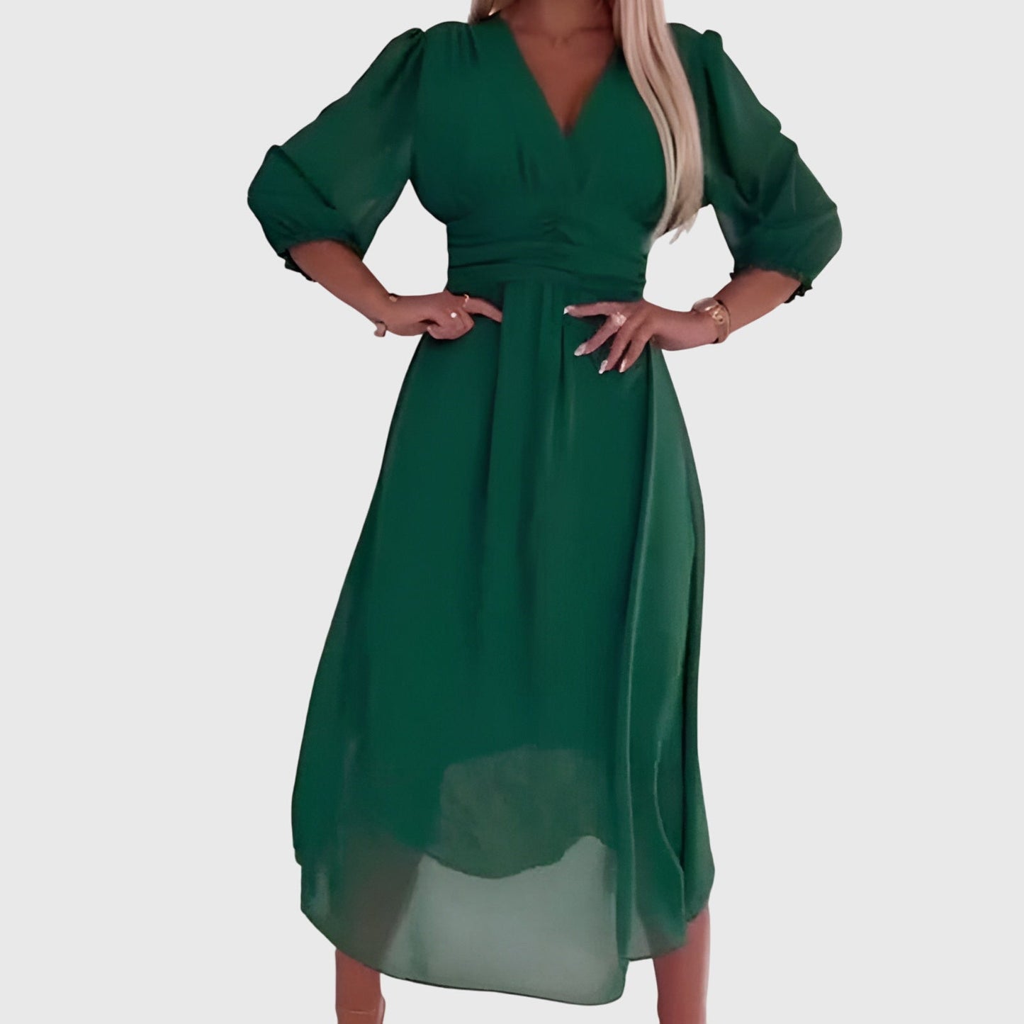 Nora | Elegant Ruched Chiffon Midi Dress