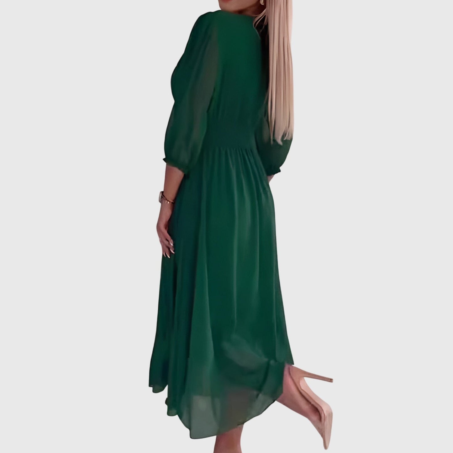 Nora | Elegant Ruched Chiffon Midi Dress