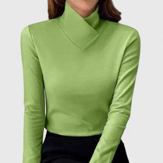 Eleanor | Elegant Collar Fitted Long Sleeve Top