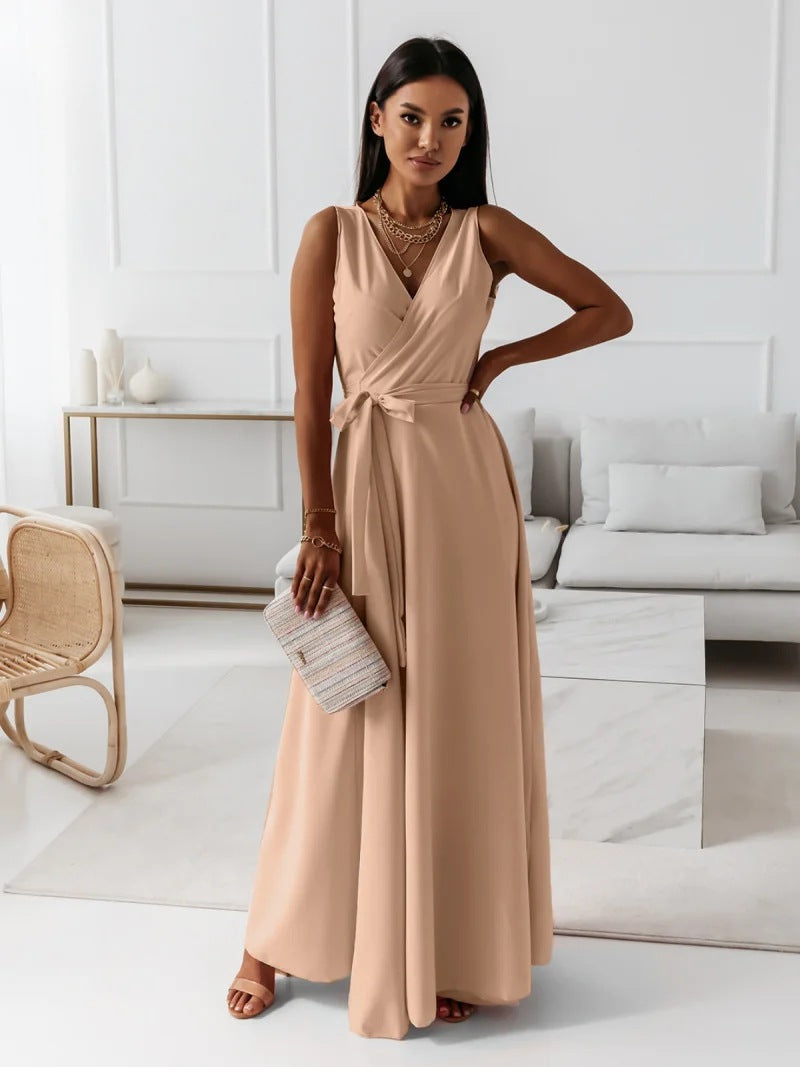 Riley | Sleeveless Wedding Guest Wrap Maxi Dress