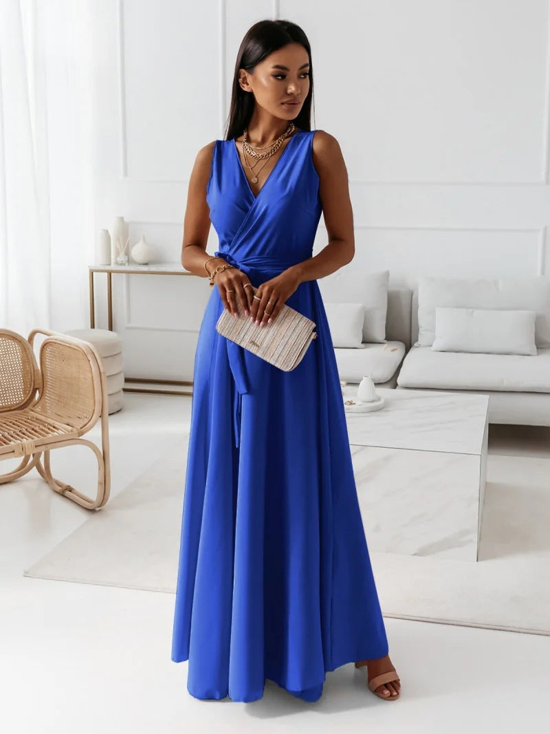 Riley | Sleeveless Wedding Guest Wrap Maxi Dress