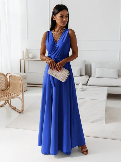 Riley | Sleeveless Wedding Guest Wrap Maxi Dress