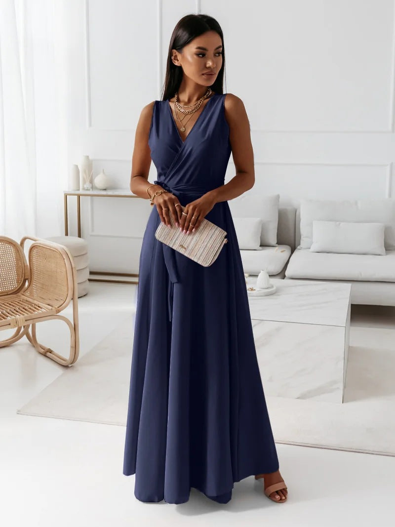 Riley | Sleeveless Wedding Guest Wrap Maxi Dress