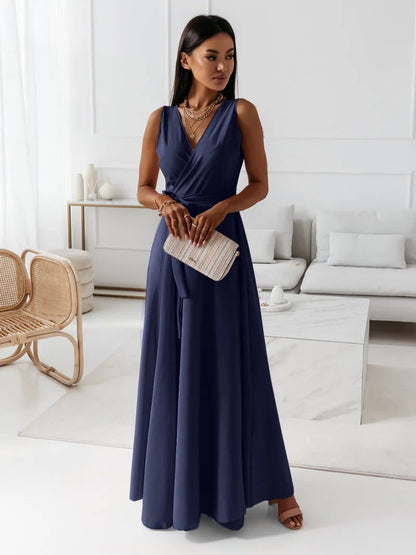 Riley | Sleeveless Wedding Guest Wrap Maxi Dress