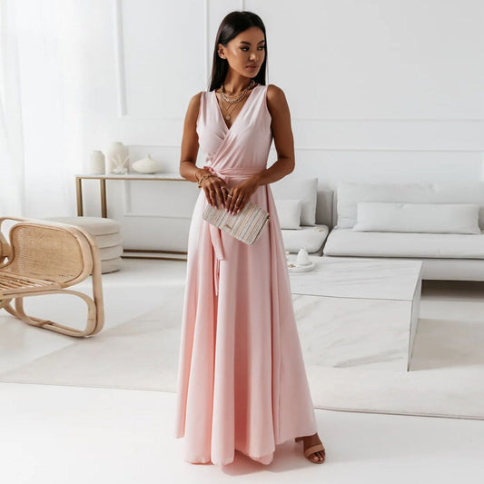 Riley | Sleeveless Wedding Guest Wrap Maxi Dress