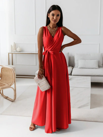 Riley | Sleeveless Wedding Guest Wrap Maxi Dress