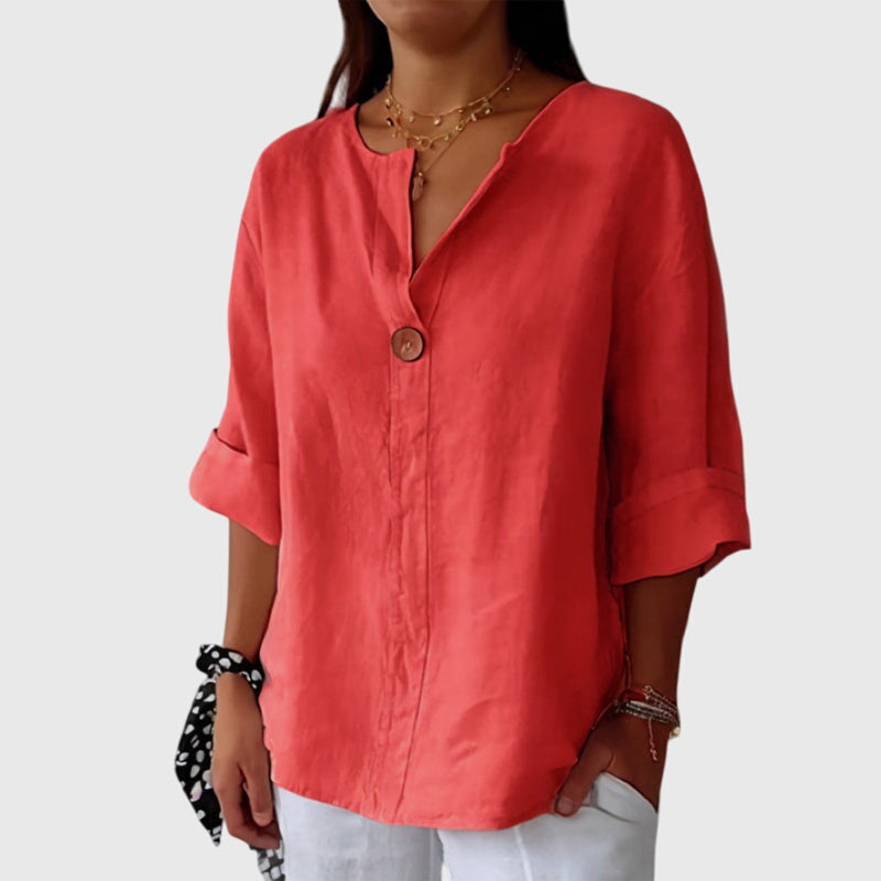Olivia | Elegant Oversized V-Neck Blouse