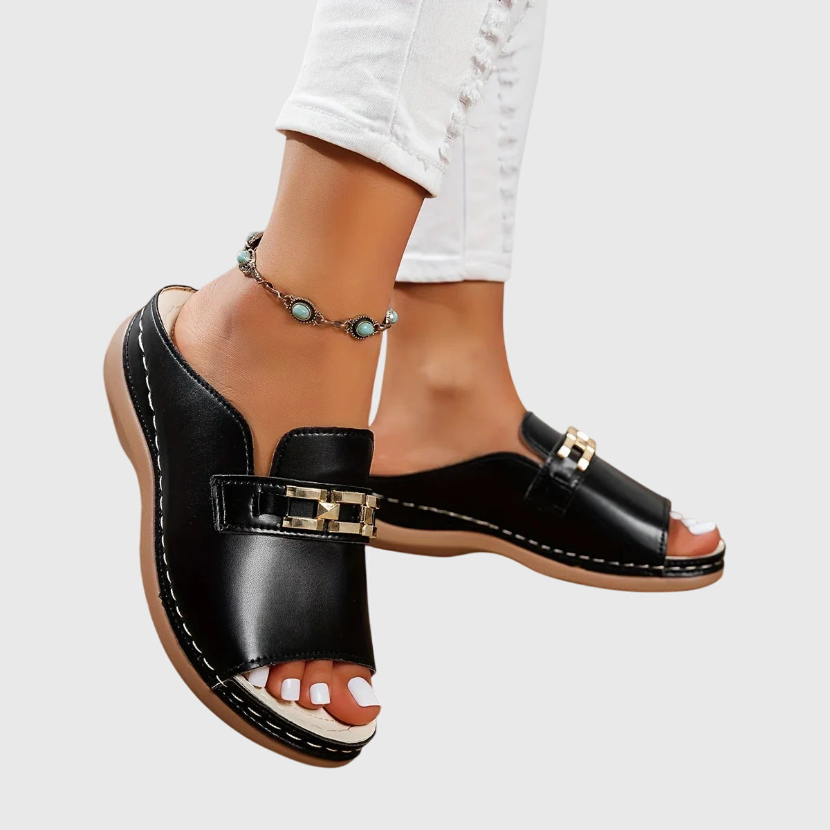 Olivia | Orthopedic Wedge Mule Sandals