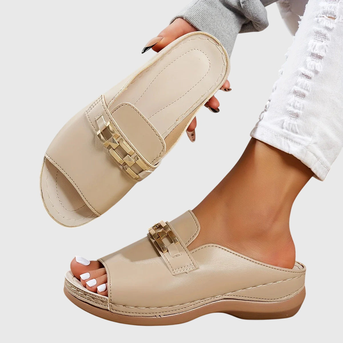 Olivia | Orthopedic Wedge Mule Sandals