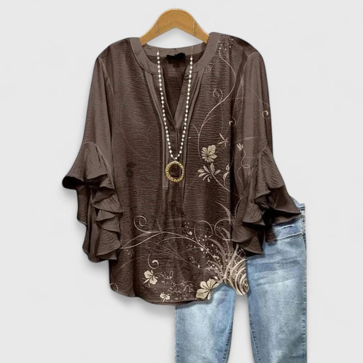 Lily | Floral Ruffle Sleeve Flowy Blouse