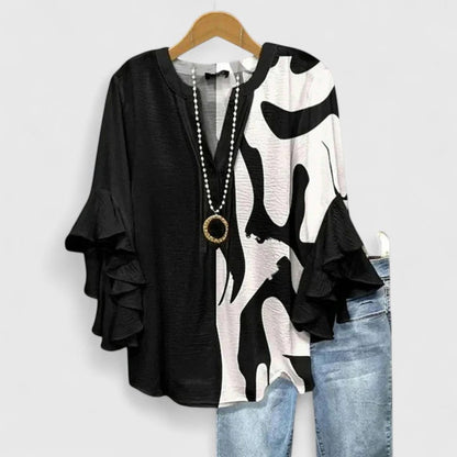 Lily | Floral Ruffle Sleeve Flowy Blouse