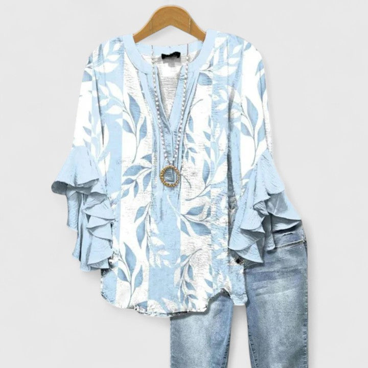 Lily | Floral Ruffle Sleeve Flowy Blouse