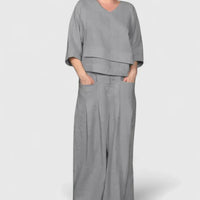 Peyton | Comfortable Layered Top and Wide Leg Pants
