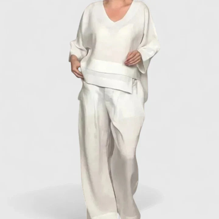 Peyton | Comfortable Layered Top and Wide Leg Pants