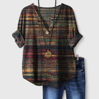 Peyton | Plaid Print V-Neck Blouse