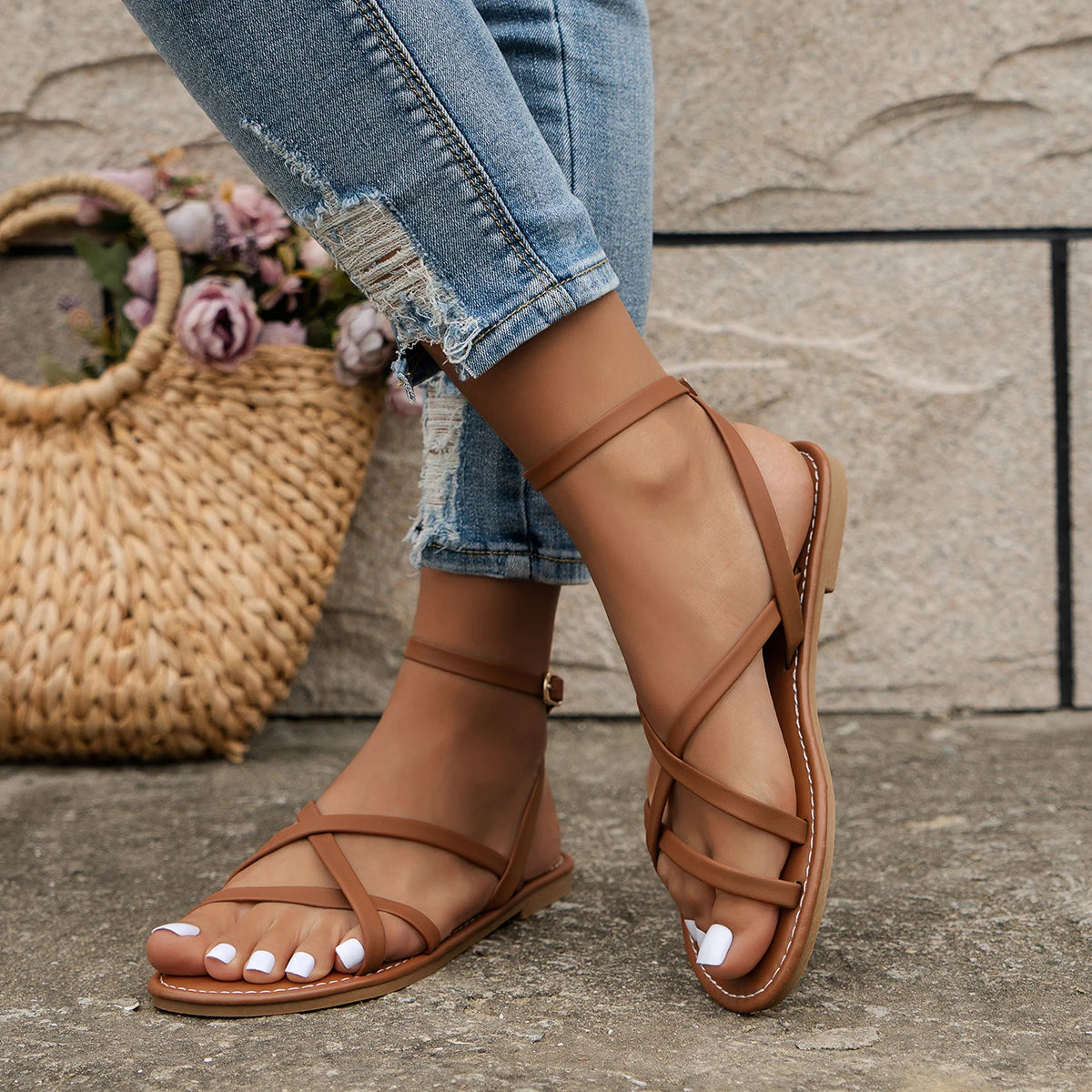 Peyton | Strappy Gladiator Flat Sandals