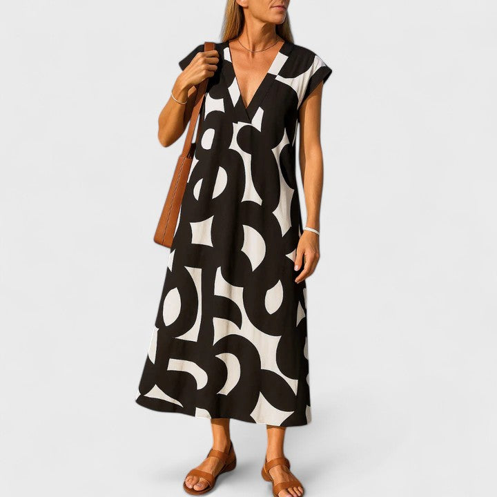 Peyton | V-Neck Cap Sleeve Maxi Dress