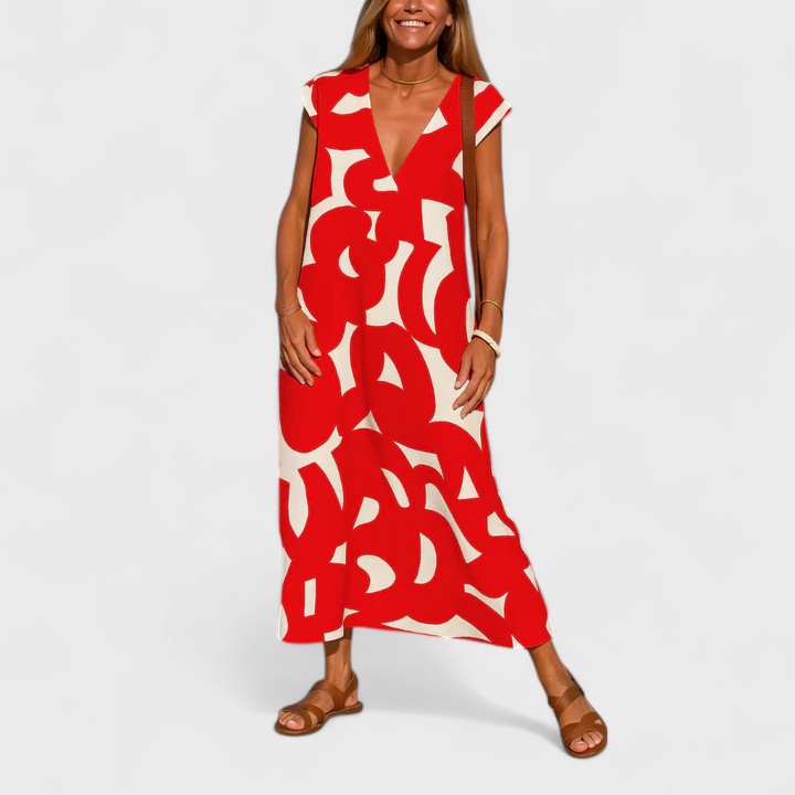 Peyton | V-Neck Cap Sleeve Maxi Dress