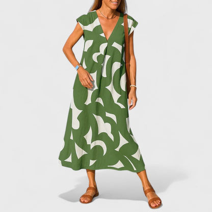 Peyton | V-Neck Cap Sleeve Maxi Dress