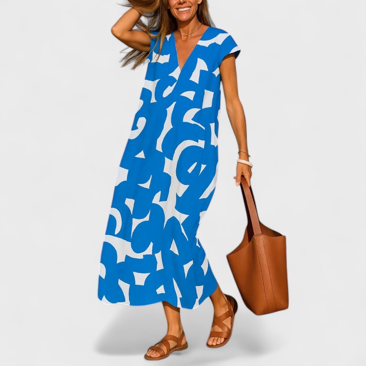 Peyton | V-Neck Cap Sleeve Maxi Dress