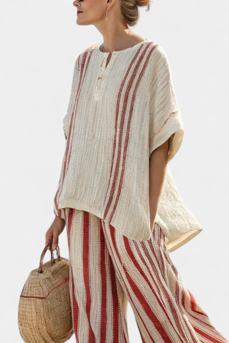 Piper | Boho Stripe Top and Wide Leg Pants Set
