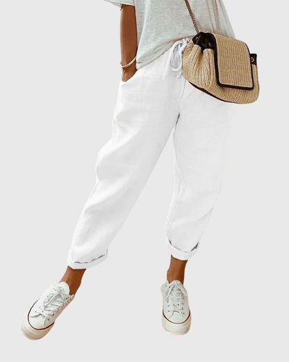 Piper | Drawstring Waist Cuffed Cropped Pants