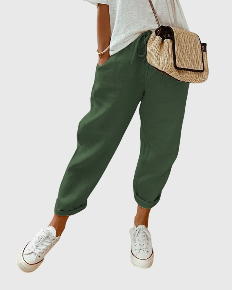 Piper | Drawstring Waist Cuffed Cropped Pants