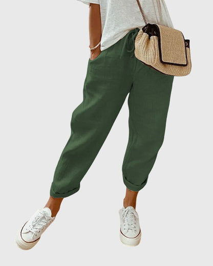 Piper | Drawstring Waist Cuffed Cropped Pants