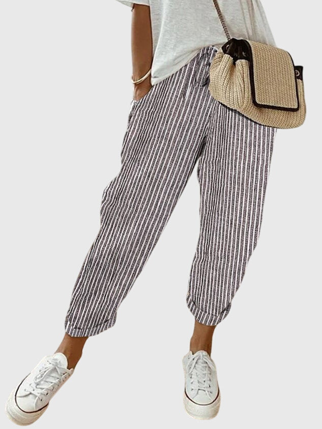 Piper | Drawstring Waist Cuffed Cropped Pants