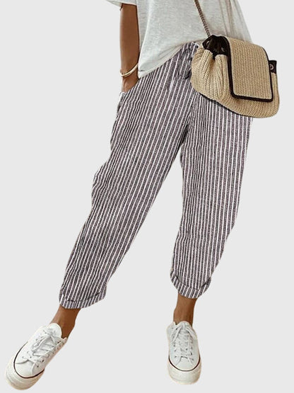 Piper | Drawstring Waist Cuffed Cropped Pants