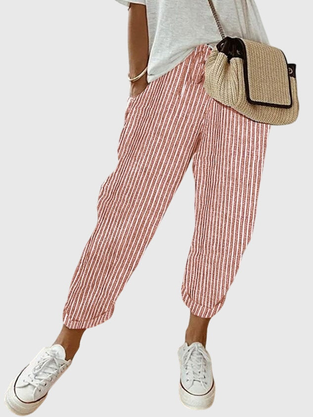 Piper | Drawstring Waist Cuffed Cropped Pants