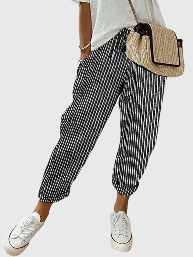 Piper | Drawstring Waist Cuffed Cropped Pants