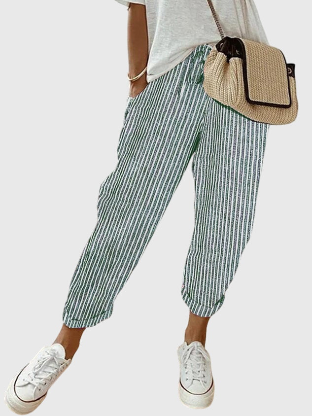 Piper | Drawstring Waist Cuffed Cropped Pants