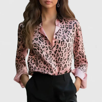 Quinn | Animal Print Long Sleeve Blouse