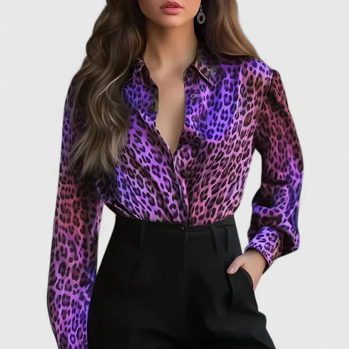Quinn | Animal Print Long Sleeve Blouse