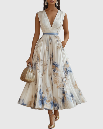 Rachel | Pleated Long Sleeve Maxi Dress