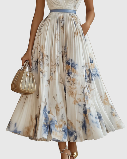 Rachel | Pleated Long Sleeve Maxi Dress
