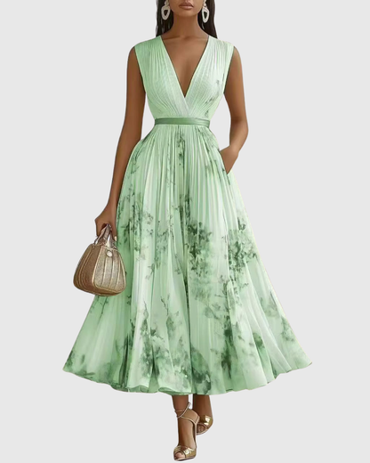 Rachel | Pleated Long Sleeve Maxi Dress