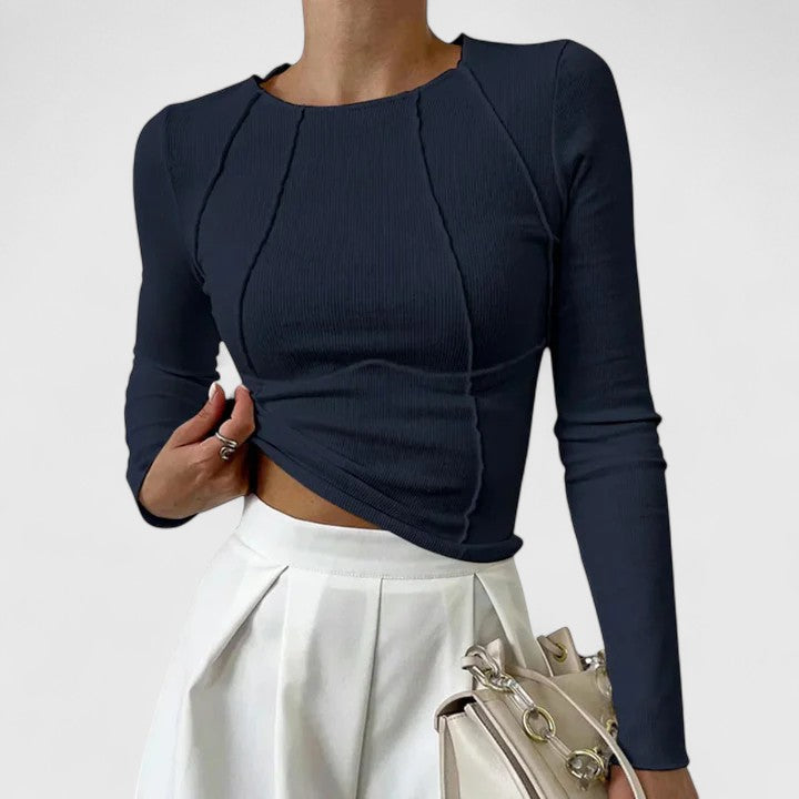 Reagan | Elegant Ribbed Knit Long Sleeve Top