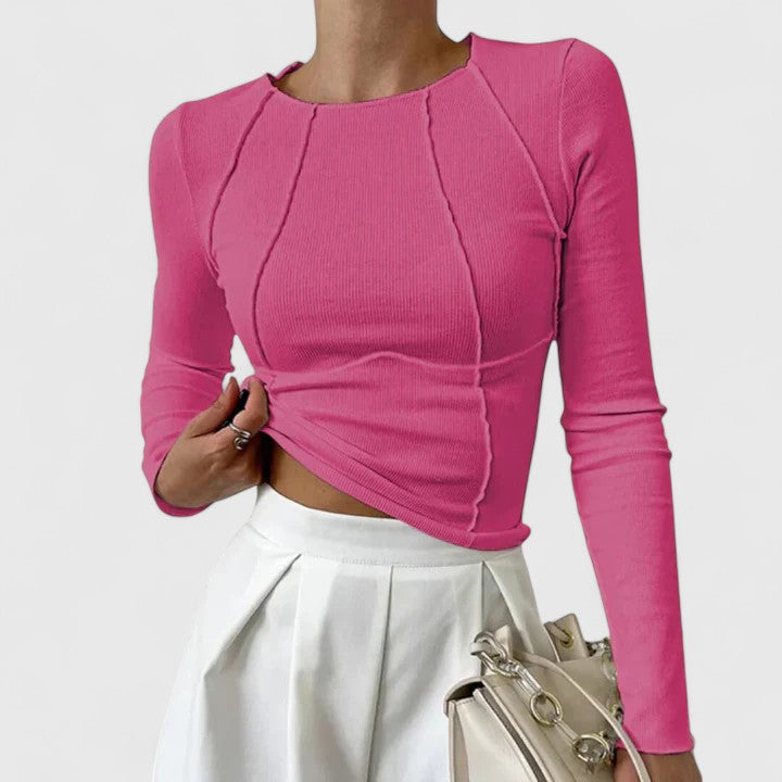 Reagan | Elegant Ribbed Knit Long Sleeve Top
