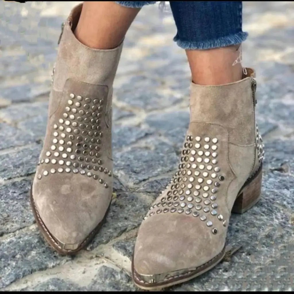 Reagan | Studded Pointed Toe Ankle Boots