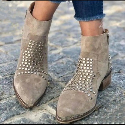 Reagan | Studded Pointed Toe Ankle Boots