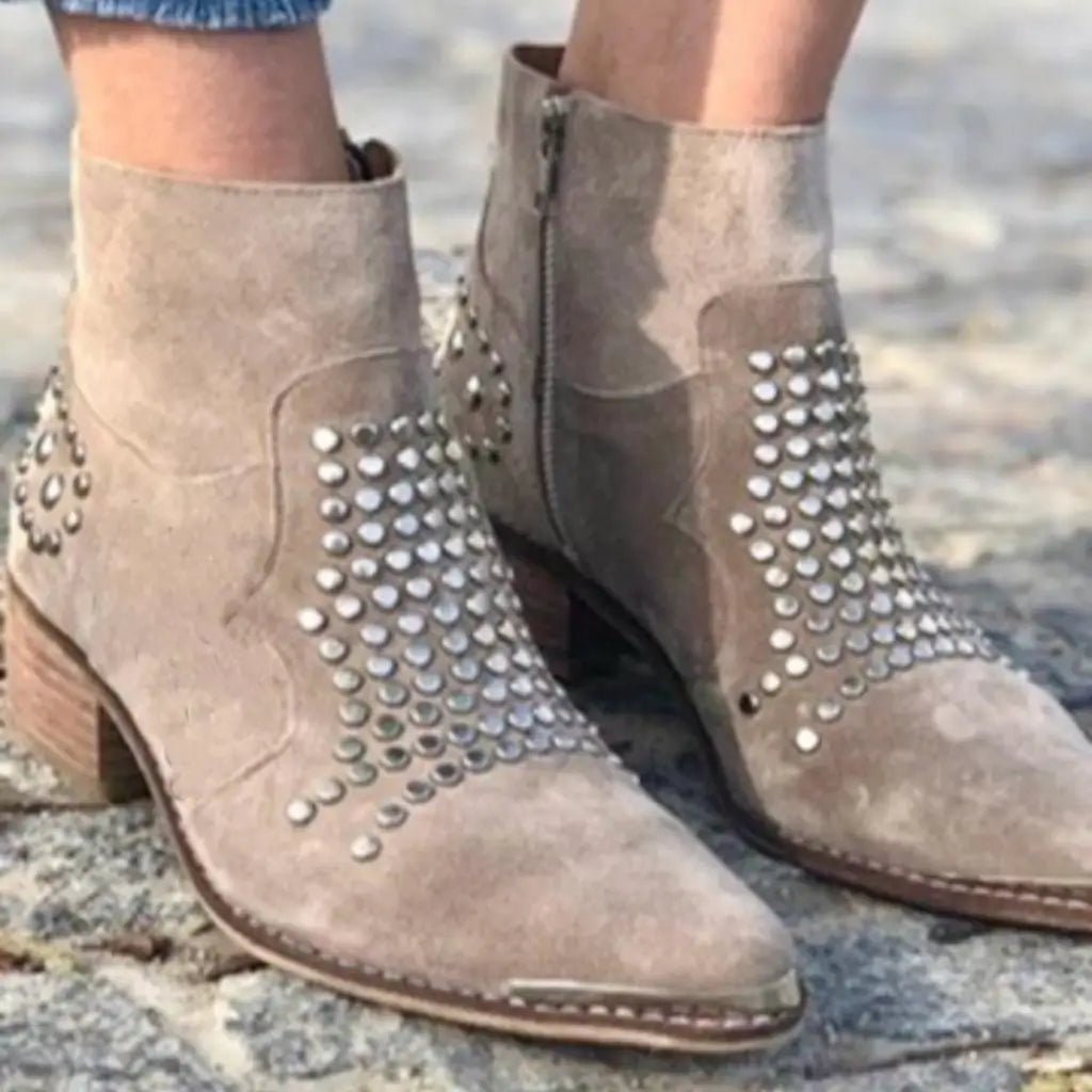 Reagan | Studded Pointed Toe Ankle Boots